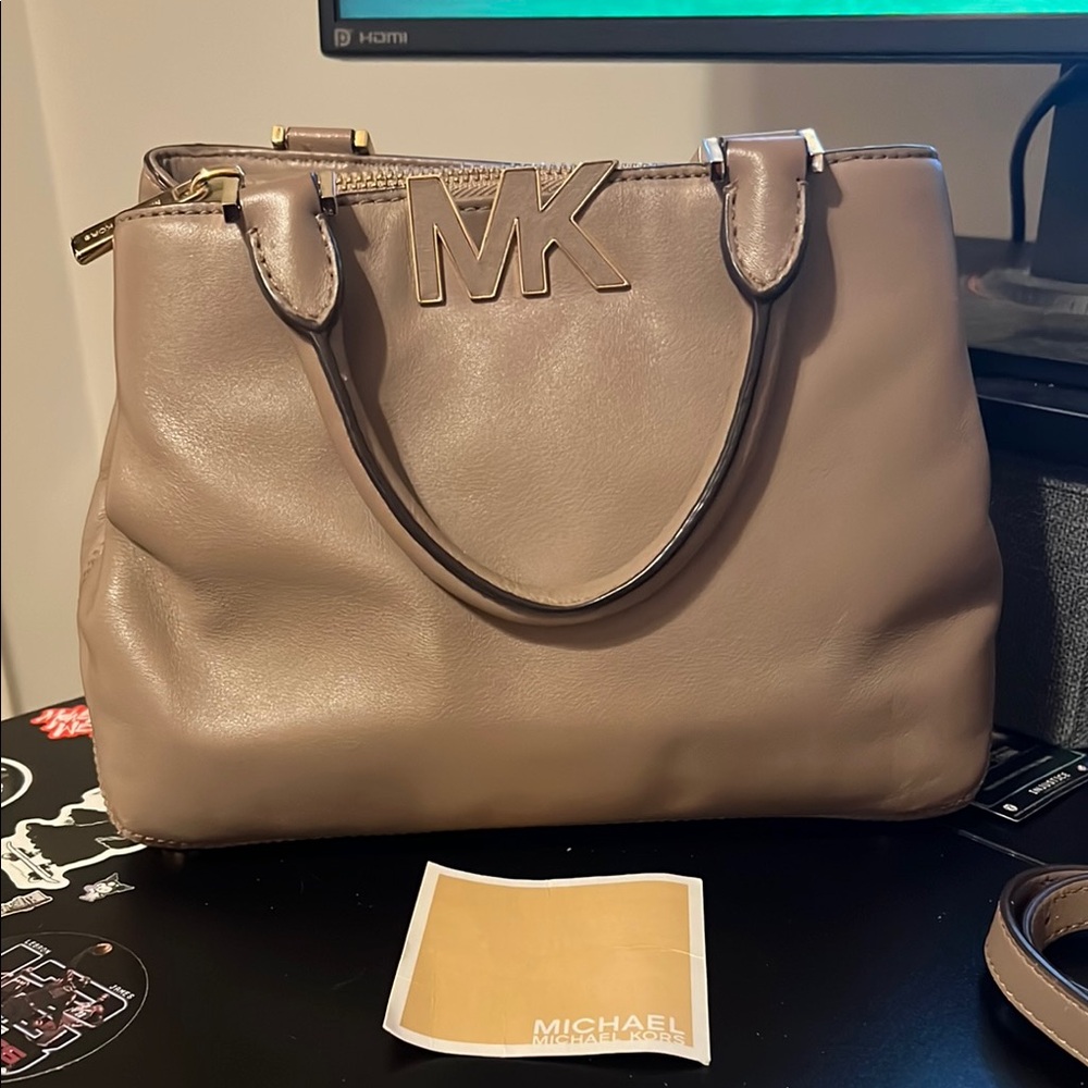 Michael Kors Taupe Leather Tote Bag